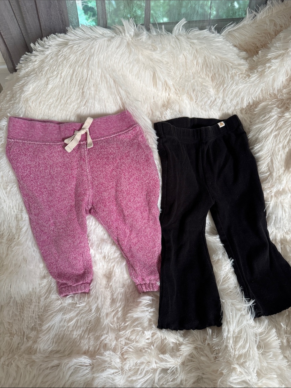 GAP Kids Pink Knit Joggers + Black Flare Pants Two-Pack